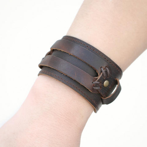 Open Cuff Leather Bracelet